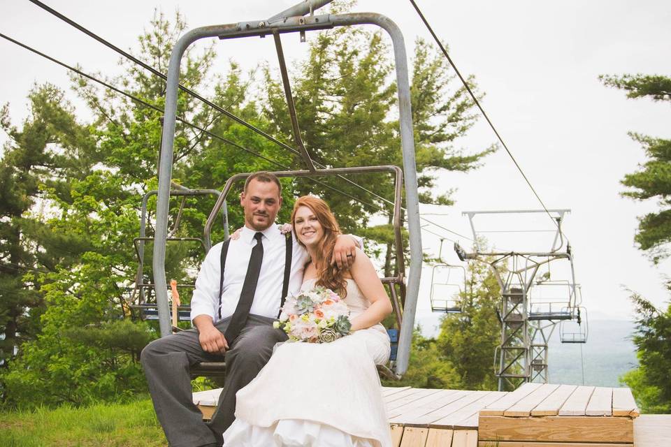 Couple on a chairlift