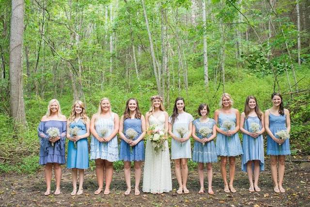 The bride with her bridesmaids