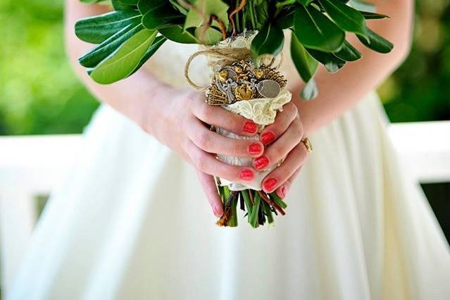 The bride holding her bouquet