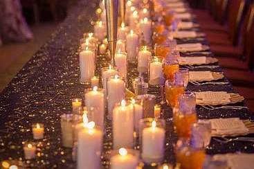 Table setup with candle centerpiece