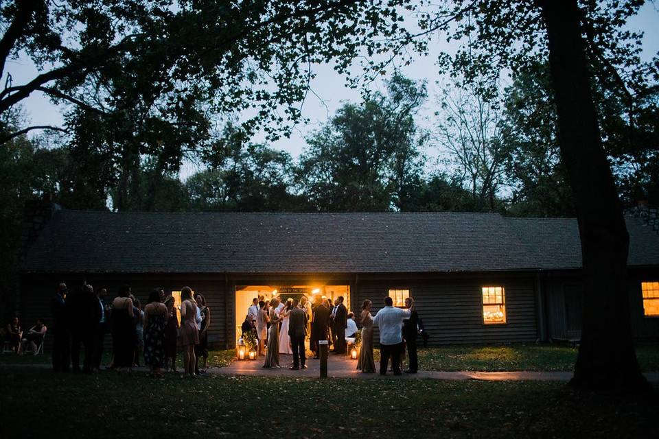 Cabin by the Spring at night