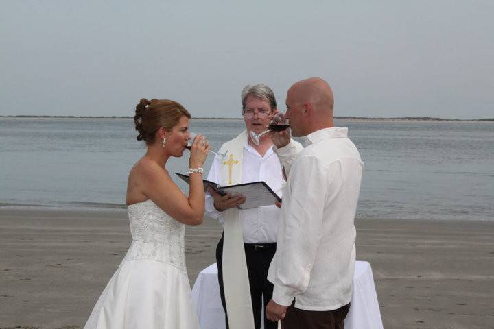 Rehearsal at the beach. Working out the details.