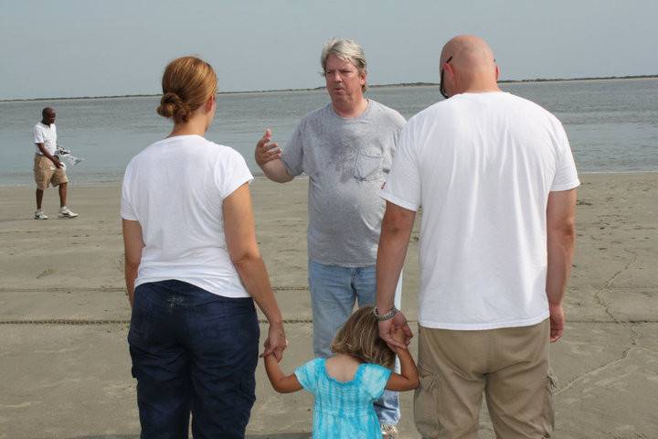 Rehearsal at the beach. Working out the details.