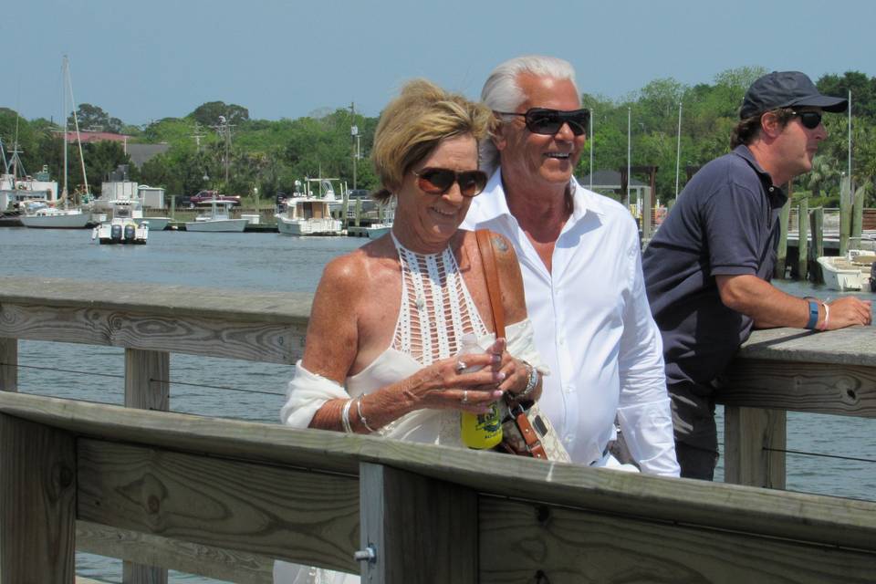 Jim and Tricia decided to be married at the place of their first date. It was also where Jim popped the question to Trish. Shem Creek Park, Shelter #3, Mt Pleasant, SC