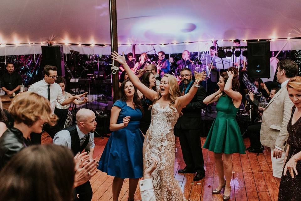 Wedding guest dancing