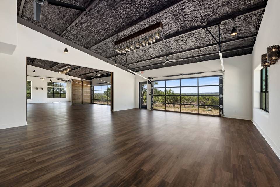 Three rooms with barn doors