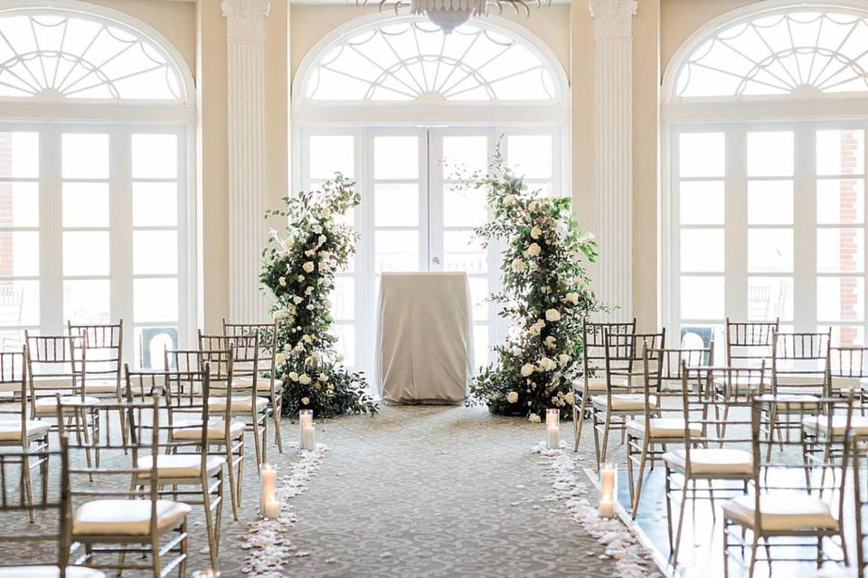 Newlyweds in Palm Court