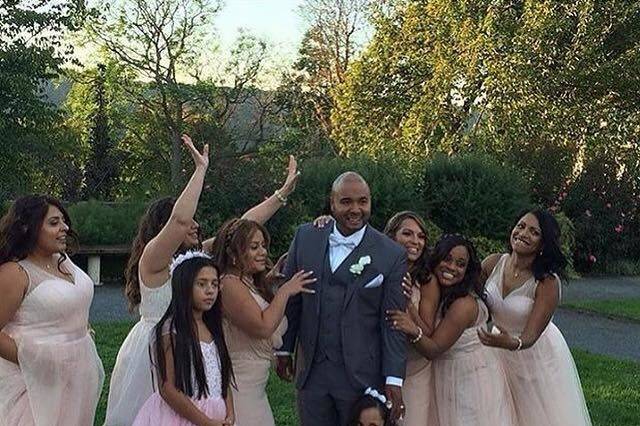 The groom with the ladies