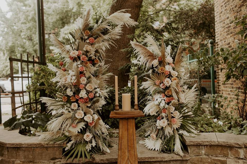 Pampas grass ceremony arch