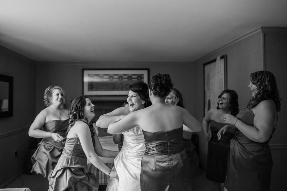 Bride and bridesmaids