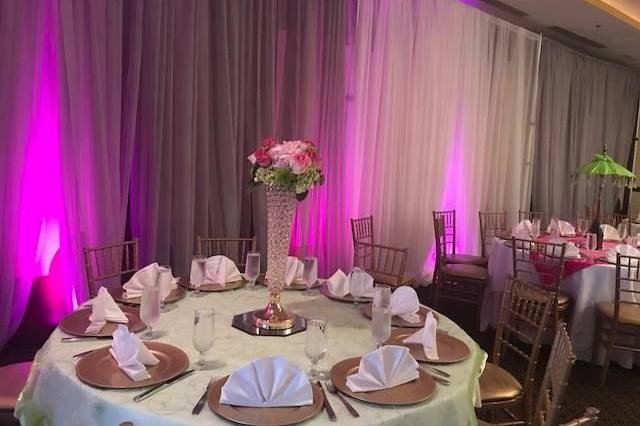 Table setup with centerpiece