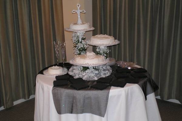 This cake table was designed to match the weddings 