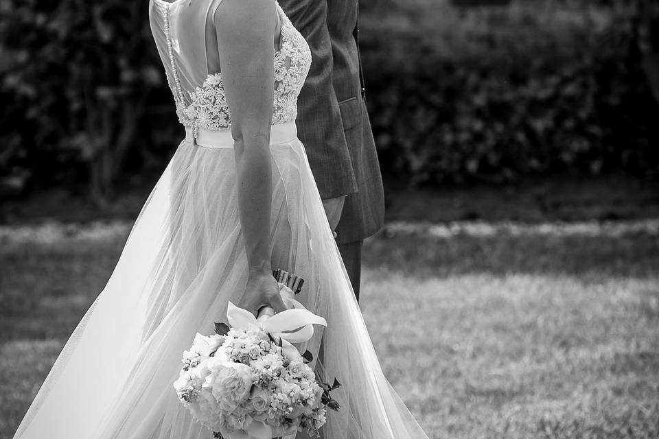 The bride holding her bouquet