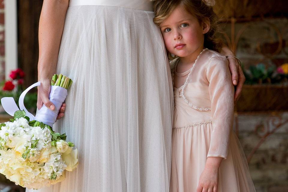 The bride holding her bouquet