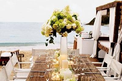 Table setup with centerpiece