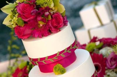 Multiple layered wedding cake