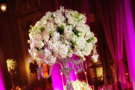 Table setup with centerpiece