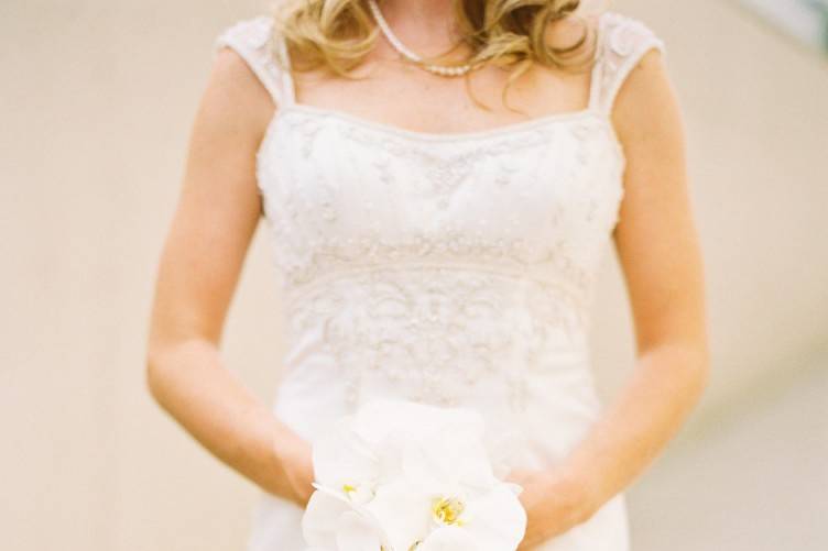 The bride holding her bouquet