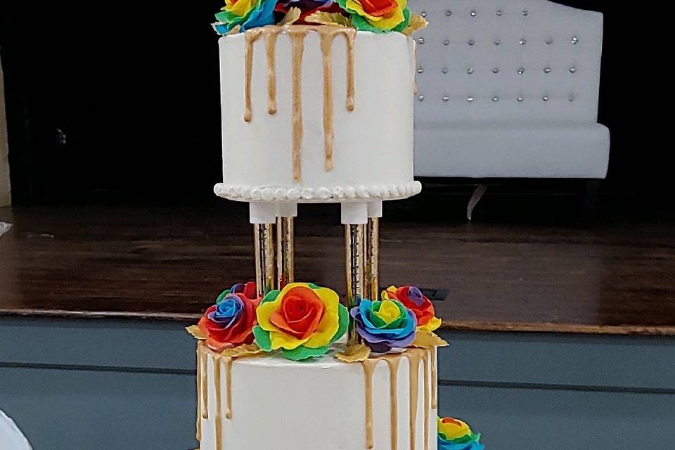 Rainbow Roses / Gold Drip