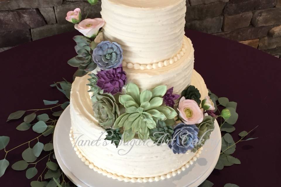 Succulents on buttercream