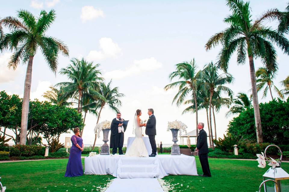 Newlyweds and the officiant