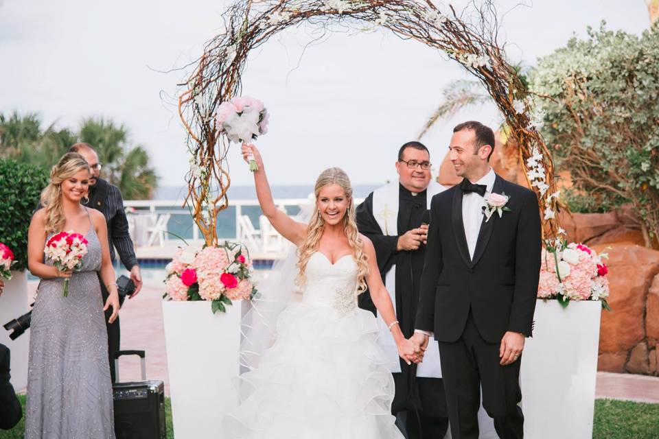 Newlyweds at the altar