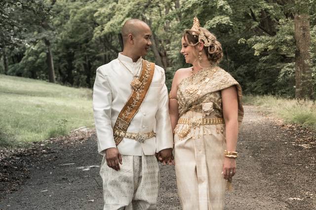 Newlyweds strolling