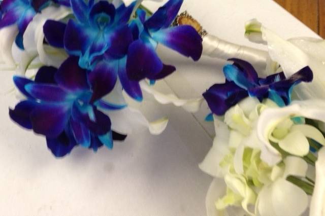 Blue bom orchid bouquet
