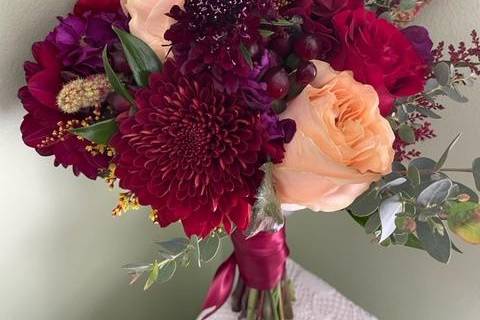 Burgundy/blush bouquet