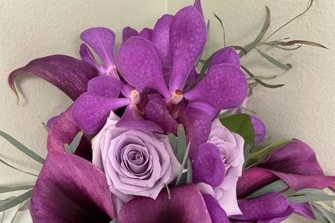 Purple callas & orchids