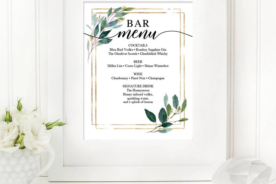 Bar Menu Sign