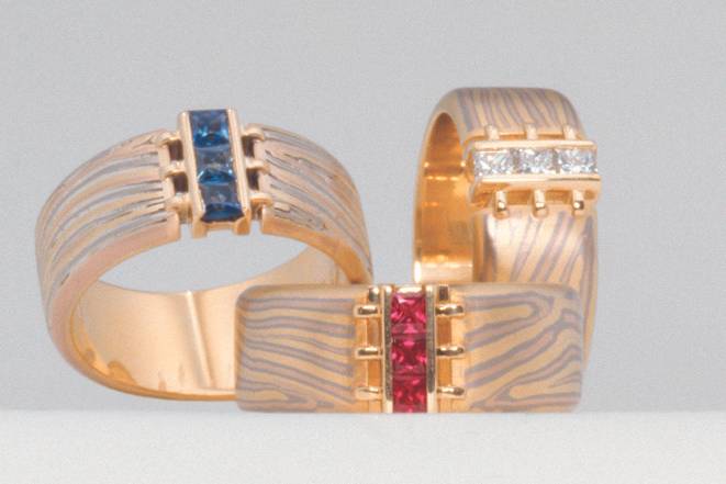 Wedding bands with princess cut channels