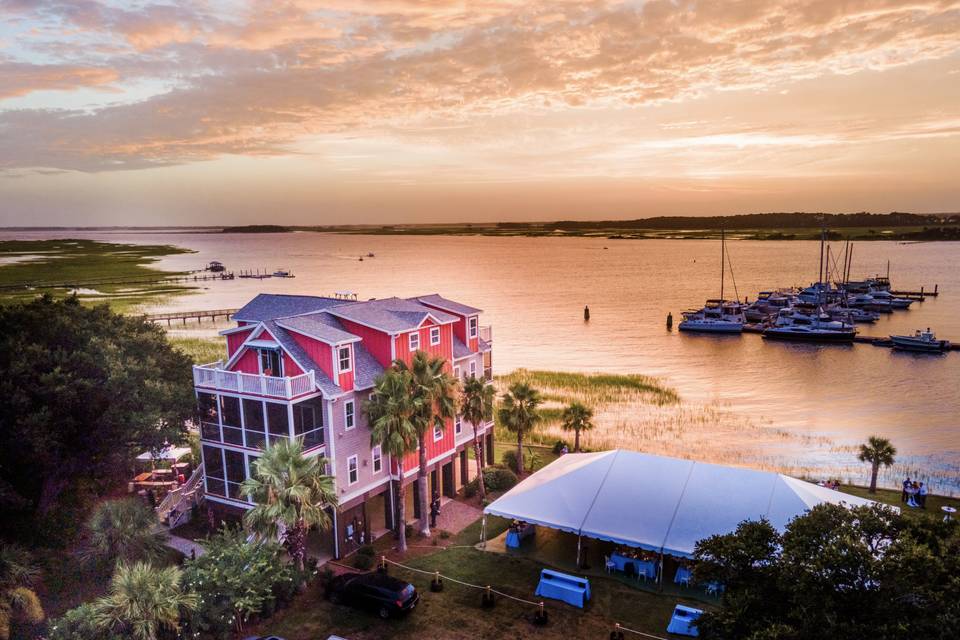 Regatta inn sunset drone shot