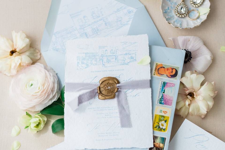 Fine art wedding flat-lay