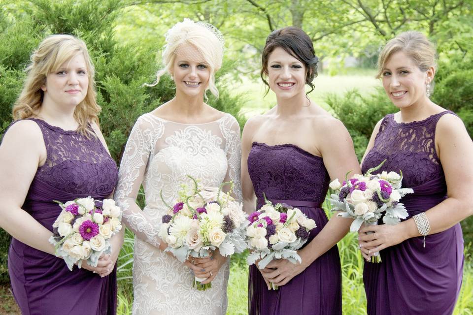 The bride with her bridesmaids