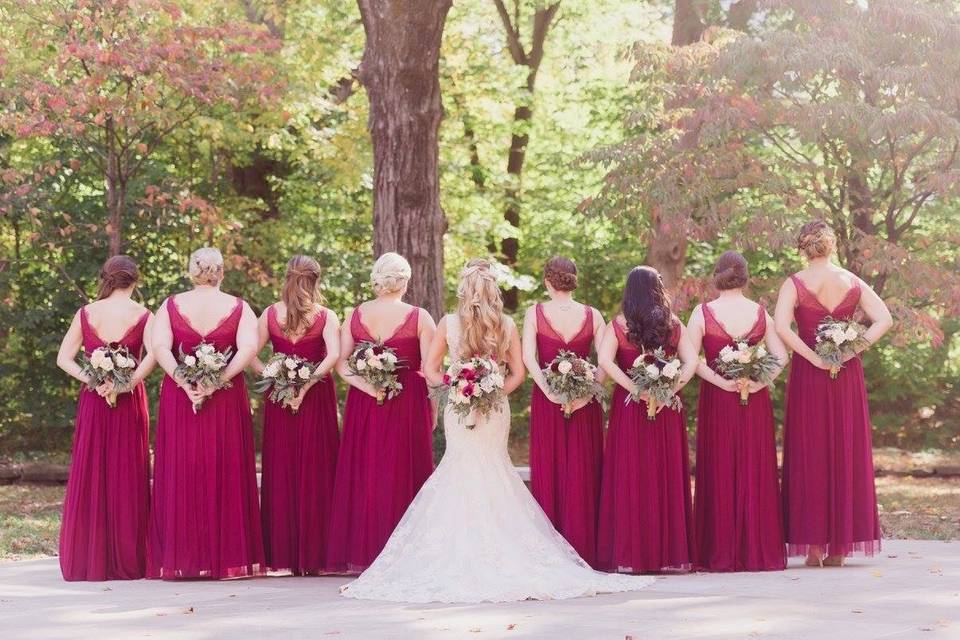 The bride with her bridesmaids