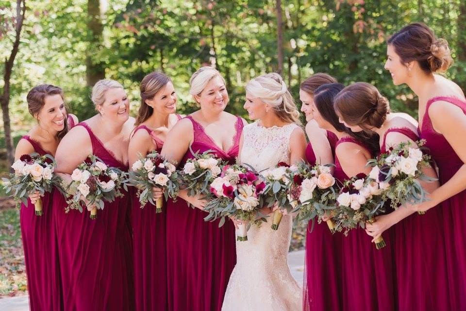 The bride with her bridesmaids