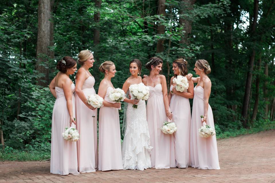 The bride with her bridesmaids