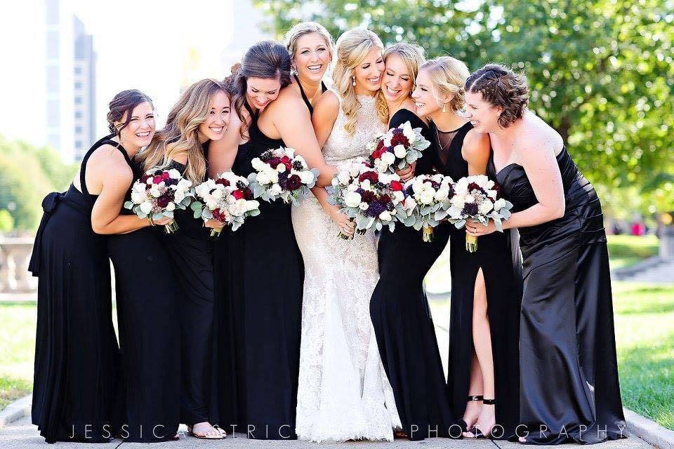 The bride with her bridesmaids