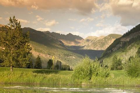 View of the Gore Mountain Range from the Vail Golf Club in summer