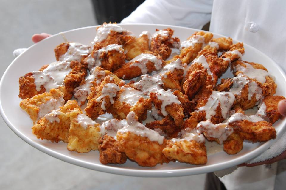 Fried chicken with rosemary gravy