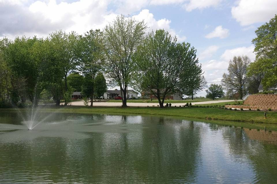 Parking lot view of lake