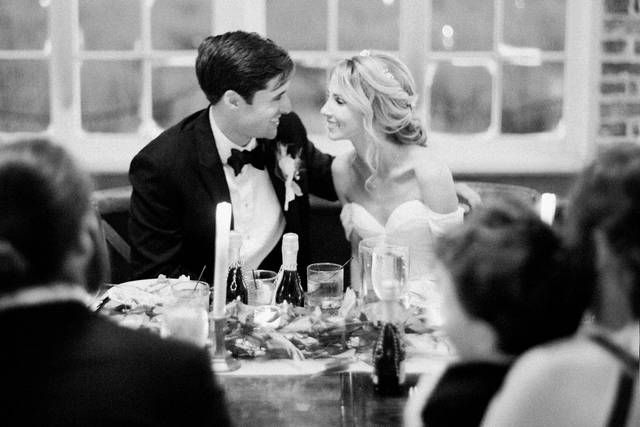 Newlyweds in black and white