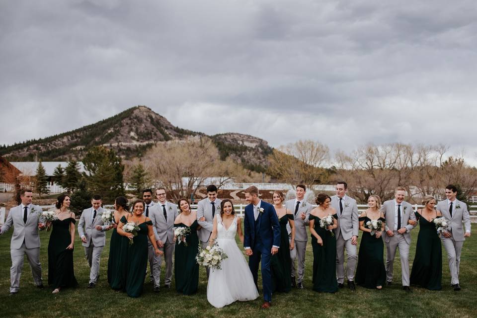 Bridal Party on the Lawn