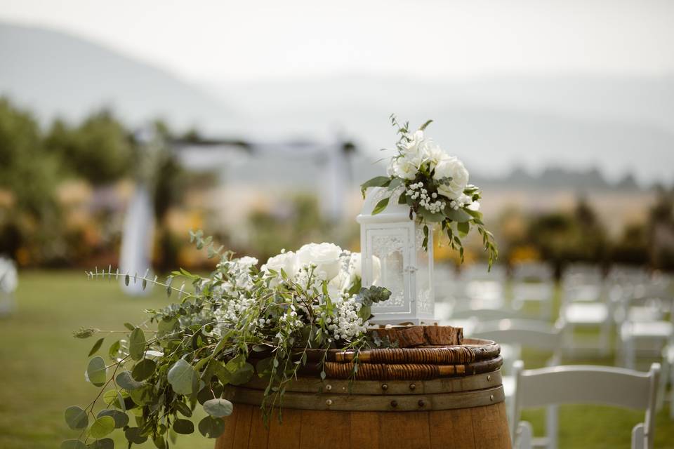 Wine Barrel with Florals