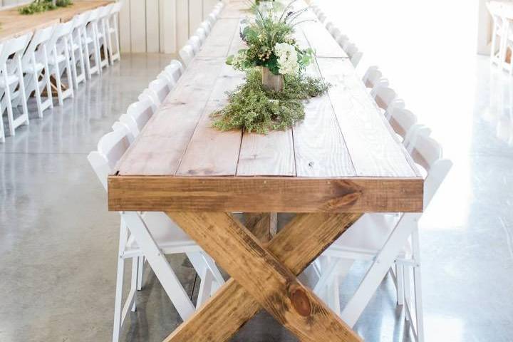 Authentic wooden reception tables