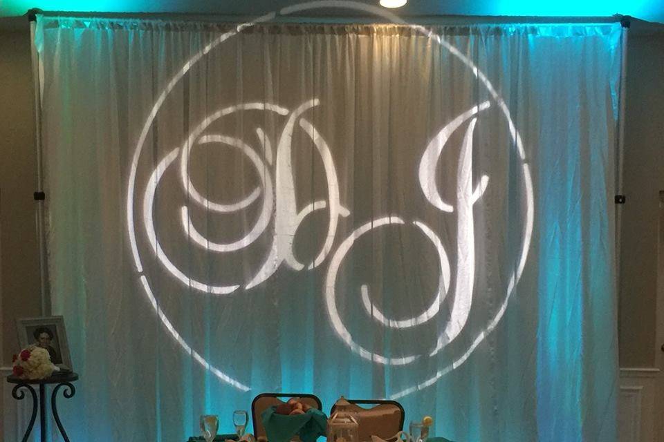 Head table with monogram lights