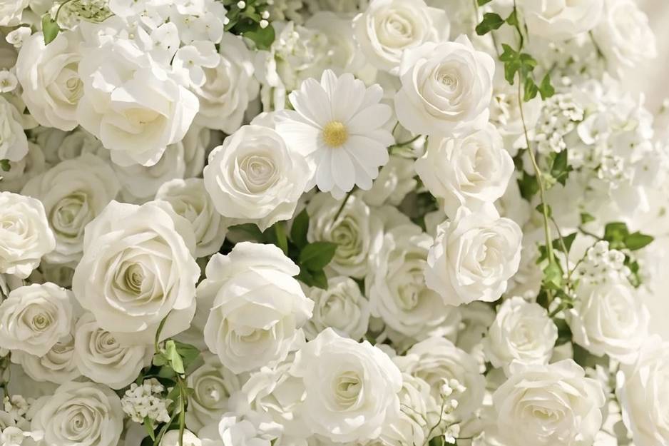 All white flower wall