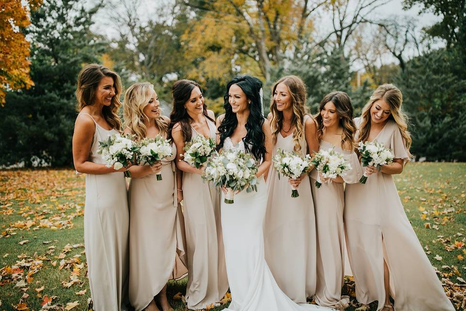 Neutral toned bridesmaids