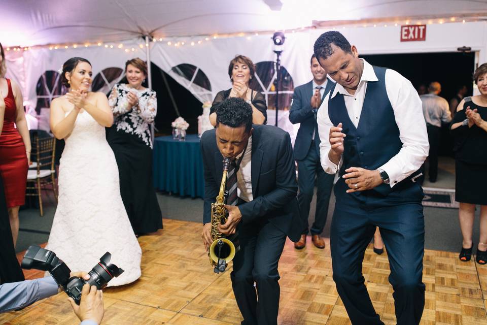Our Saxophonist with the groom